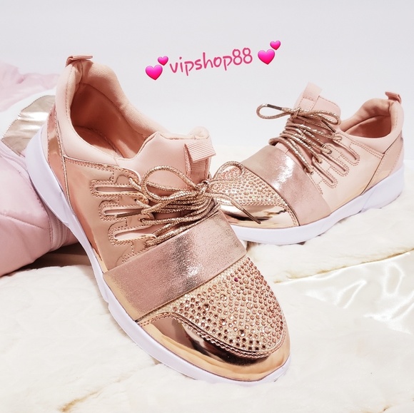 Shoes - Comfort Slip On Pink Rose Gold Sneakers💕